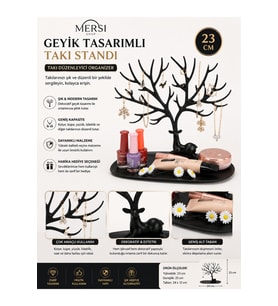 Siyah Geyik Tasarımlı Takı Organizer, 23 cm, şık düzenleme çözümü
