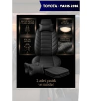 yaris 2016 Koltuk ve Kılıf uyumlu Minder Yastık Siyah Lüks 2 Minder 2 Yastık