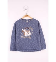 Toontoy Kız Çocuk Çanta Nakışlı Sweatshirt (Lacivert)