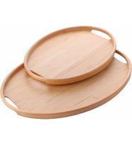 2'li Bambu Tepsi Seti, İnce Tasarım Özel Üretim Oval 2'li Bambu Tepsi Seti (36 * 26 * 1cm-45 * 31.5 * 1cm)
