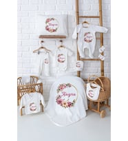 Pia Baby Premium Lüks Yenidoğan Kız Bebek Hediyesi 11 Parça İsim Baskılı Set 5072-00 (Ekru)