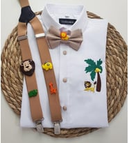 cool partyshop bej saferi konseptli erkek çocuk askı papyon gömlek