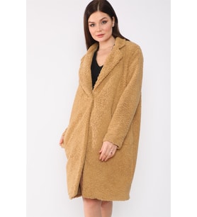 Dewberry Kadın %100 Polyester Peluş Kaban Hardal Z6661 Günlük Dış Giyim, Katmanlı Kombin, Hafta Sonu Kombini