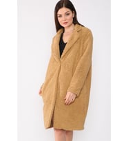 Dewberry Kadın %100 Polyester Peluş Kaban Hardal Z6661 Günlük Dış Giyim, Katmanlı Kombin, Hafta Sonu Kombini