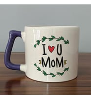 I Love You Mom Baskılı Mor Kulplu D Kupa
