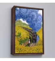 Çerçeveli Vincent van Gogh'un Renkli Tasviri Duvar Tablosu (Altın)