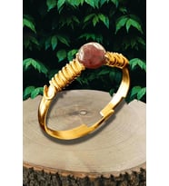 Sertifikalı Kırık Taşlı Gold Model Lal Garnet Granat Taşı Yüzük - Ayarlamalı (Çok Renkli)