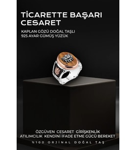 Sertifikalı 925 Ayar Kaplan Gözü Gümüş Yüzük (Erkek)