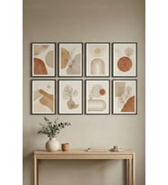 8 Parça Modern Minimal Soyut Botanik Dekoratif Çerçeve Görünümlü Tablo Seti - minimalist Tema