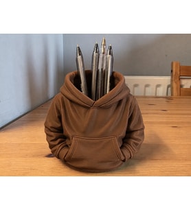 3D Baskı Kapüşonlu Sweatshirt Kalemlik - Masaüstü Organizer-Kahverengi