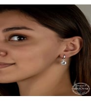 Swarovski Crystal Taşlı Gümüş Beyaz Sallantılı Kadın Küpe