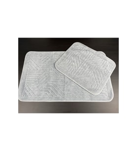 Tina Kaymaz Taban 2'li Pamuklu Banyo Paspası Yıkanabilir 60x100 50x60cm Banyo Halısı Gri