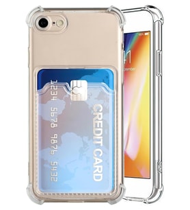 Teknomoda Apple iPhone 8 Kılıf Kartlıklı Anti Şok Korumalı Şeffaf Silikon Şeffaf Açık