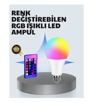 Mey İthalat® A Kalite 2025 RGB LED Ampul Uzaktan Kumandalı 16 Renkli Lamba