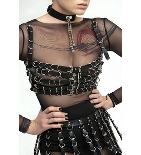 Mulvxbrf Brf02 Beşli Göğüs Bağlamalı Ve Etek Deri Harness - Brf891 (Mulvix)