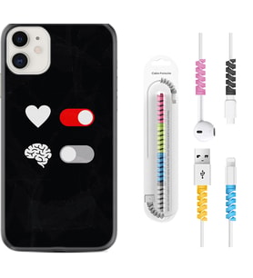 Apple iPhone 11 12 13 Mini Kılıf Kablo Koruma Spiral Silikon Love Brain 1722