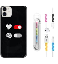 Apple iPhone 11 12 13 Mini Kılıf Kablo Koruma Spiral Silikon Love Brain 1722
