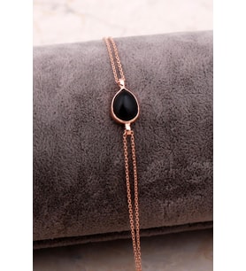Doğal Smoky Taşlı Damla Mini Rose Gümüş Bileklik 4131