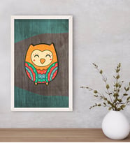 BK Home Baykuş Dekoratif Ahşap Beyaz Çerçeveli Tablo-4