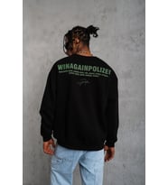 Erkek Bisiklet Yaka Baskılı 3 iplik pamuklu Sweatshirt - Siyah
