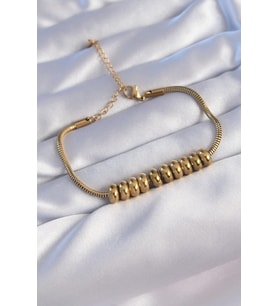 316L Çelik Gold Renk Oval Figürlü Bileklik 5886
