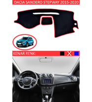 Dacia Sandero Stepway 2015-2020 Için Uygun Torpido Koruma Halısı Siyah Kenar Renk Kırmızı