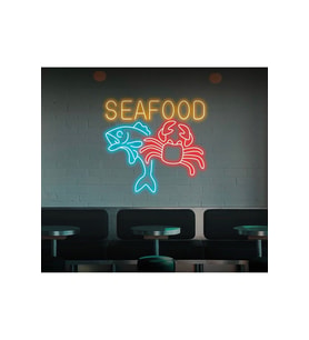 SEAFOOD Yazılı ve Şekilli Neon Tabela