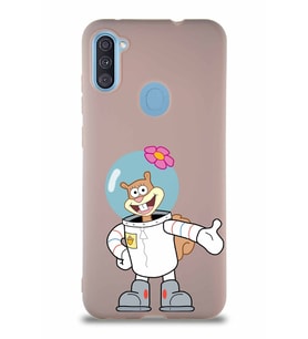 Samsung Galaxy A11 Soft Premier Kapak Sandy Tasarımlı Silikon Kılıf - Pudra (Şeffaf)