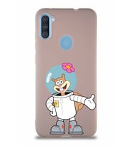 Samsung Galaxy A11 Soft Premier Kapak Sandy Tasarımlı Silikon Kılıf - Pudra (Şeffaf)