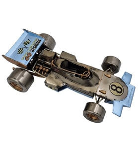 El Yapımı Metal Blue Arrow Dekoratif Metal Vintage Formula 1 Lotus 72 Yarış Arabası