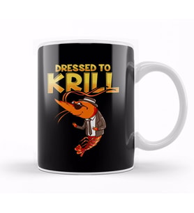 Dressed To Krill Funny Snappy Fish Ocean Pun Kupa Bardak Porselen