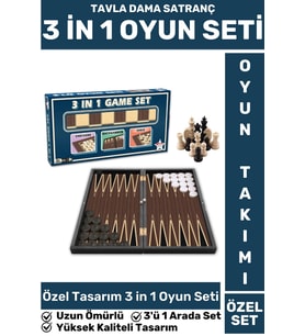 Elit Yüksek Kaliteli Uzun Ömürlü Aile Ev Arkadaş Kahve Cafe TAVLA DAMA SATRANÇ 3in1 Oyun Takımı