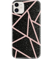 Apple iPhone 11 12 13 Mini Kılıf Desemli Silikon Pembe Şeritli Mermer 1312