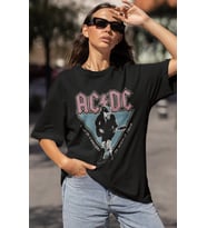 AC DC Müzik Grubu World Tour Baskılı Unisex Oversize Tişört