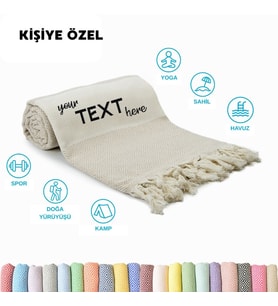 Kişiye Özel Elmas Desenli Nakışlı Peştemal – İsim Yazılı Oversize Türk Plaj Havlusu – Banyo Havlusu