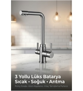 Lüks Üç Yollu Musluk – Su Arıtma Cihazı Uyumlu