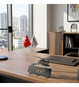 Kişiye Özel Helikopter Temalı Metal Masa İsimliği Askeri Pilot Yeni İş Ofis Hediyesi