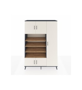 Hyperion Dolap 11 Raflı 5 Kapaklı 132x44x195 Antrasit-Aytaşı/Çam