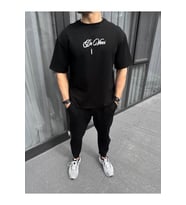 Unisex Baskılı Oversize T-Shirt - Siyah