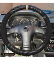 Opel Astra F Dikme Direksiyon Kılıfı Alcantara Süet Mat Karbon Bej Yüzük ve Dikiş Son Seri-GLS-GL 1994-1998