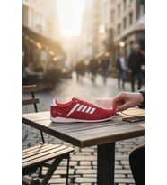 Enoch Erkek Spor ve Günlük Ayakkabı Tam Ortopedik Tabanlı Kırmızı Düz Taban Sneaker (Beyaz - Kırmızı)