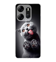 PrintiFy Tecno Spark Go 2023 ile Uyumlu Kedi 2 Kamera Korumalı Şeffaf Kılıf