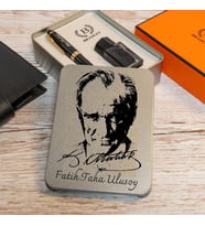 Çılgıntrend Kişiye Özel Metal Kutulu Atatürk Tasarımlı Bradley Dolma Kalem Seti