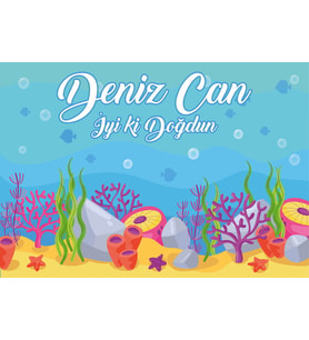 Deniz Temalı Doğum Günü Afişi