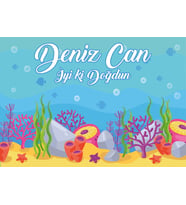 Deniz Temalı Doğum Günü Afişi