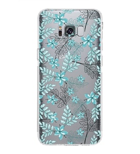 Samsung Galaxy S8 Plus  Kamera Korumalı Kapak Floral Su Yeşili Tasarımlı  Şeffaf  Kılıf