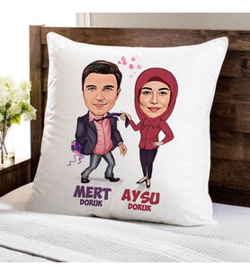 Kişiye Özel Sen Hayatımın Anlamısın Sevgilim Karikatürlü Yastık
