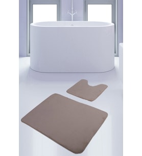 Unicolor Düz Vizon 2'li Banyo Paspası Halısı Seti Kaymaz Tabanlı Yıkanabilir 