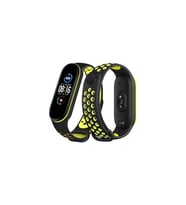 Mey İthalat® Mi Band 4 Spor Delikli Kordon - Siyah-Yeşil
