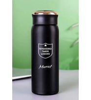 Kişiye Özel Dijital Göstergeli 500 ML Akıllı Takım Baskılı Termos - Sıcak Soğuk İçecek Şişesi (Siyah)